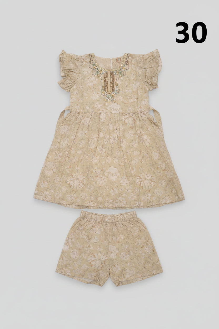 Girls Floral Printed Frock Dress Set with Matching Pants | Party & Casual Wear..30