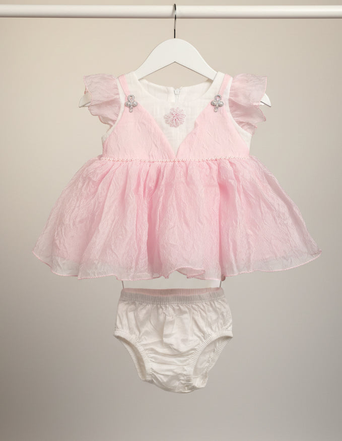 Girls Elegant Party Dress Set with Bloomers 0068