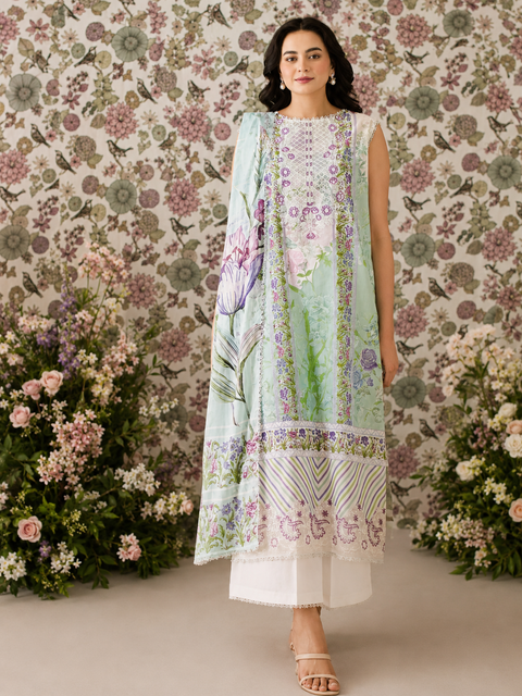 Premium Floral Unstitched Unready Three Piece-C365