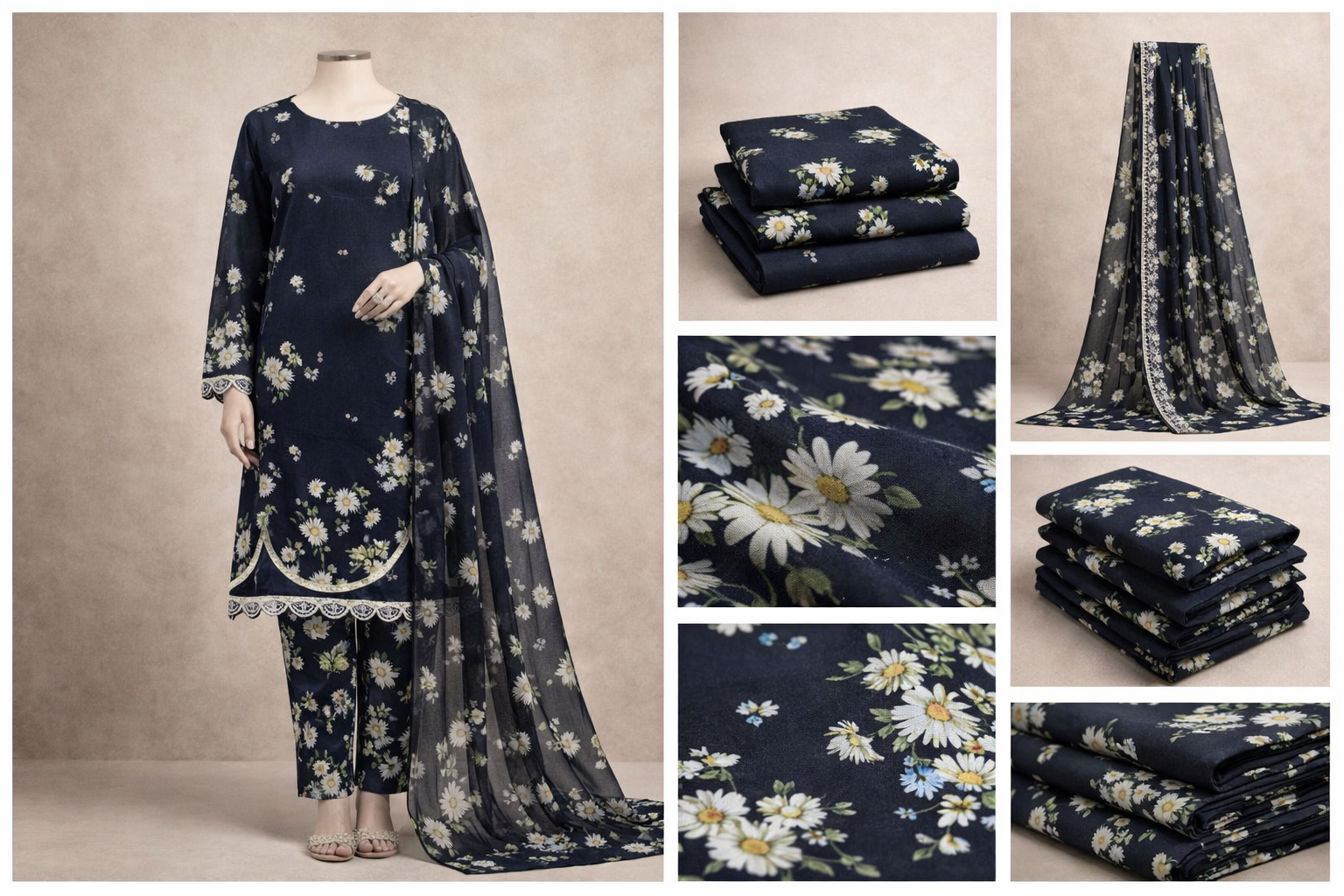 Premium Floral Unready Three Piece-C129