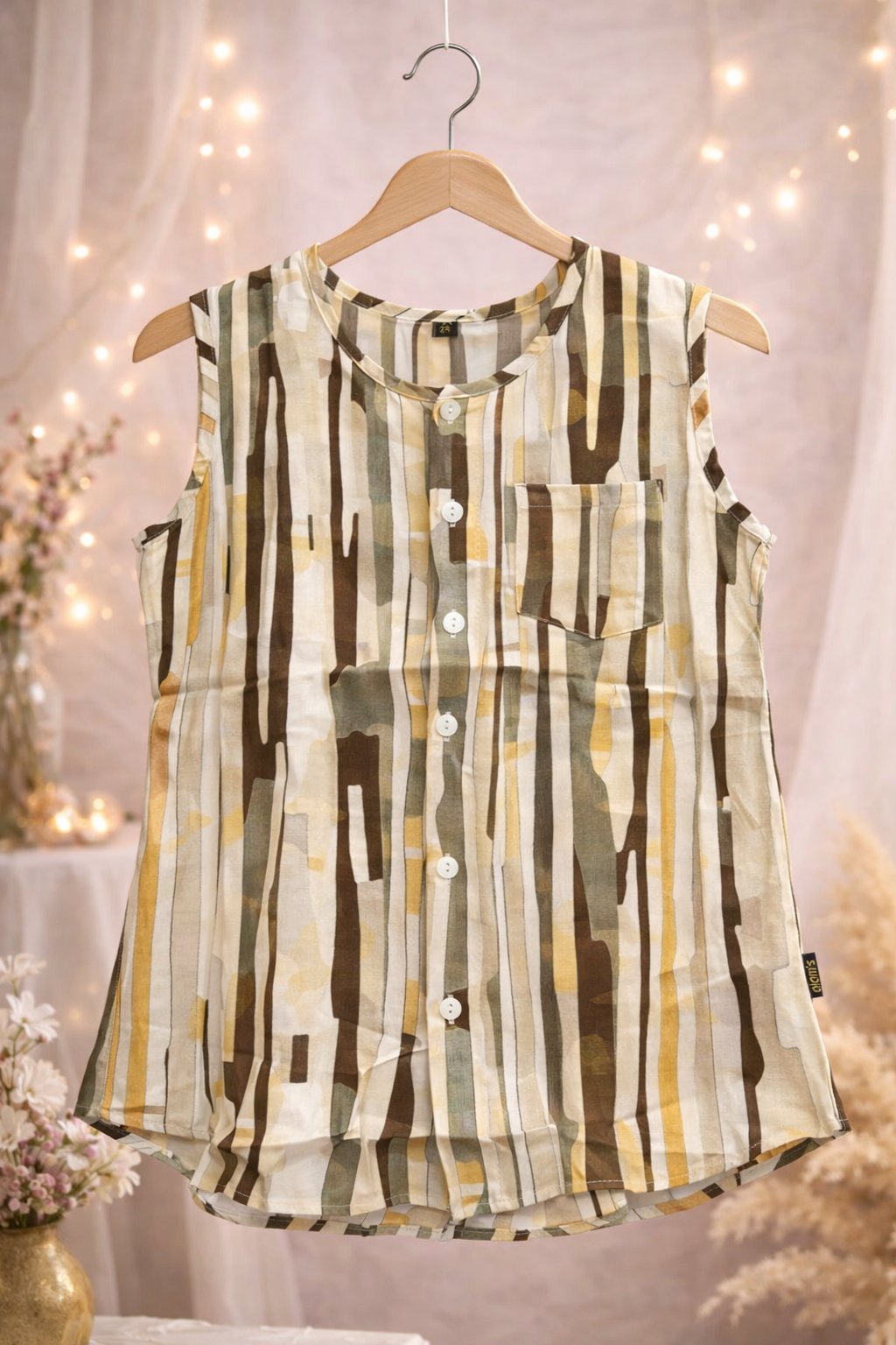 Boys Sleeveless Printed Button-Front Top Nima 175