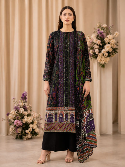 Luxury Digital Printed Lawn Three Piece Set-C244