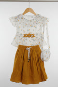 Baby Girls Floral Top & Flowy Skirt with Mini Sling Bag – 3-Piece Set.165.