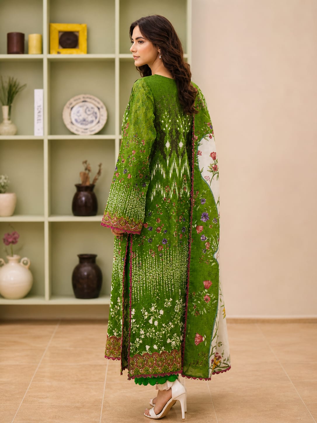 Luxury Digital Printed Lawn Three Piece Set-C258