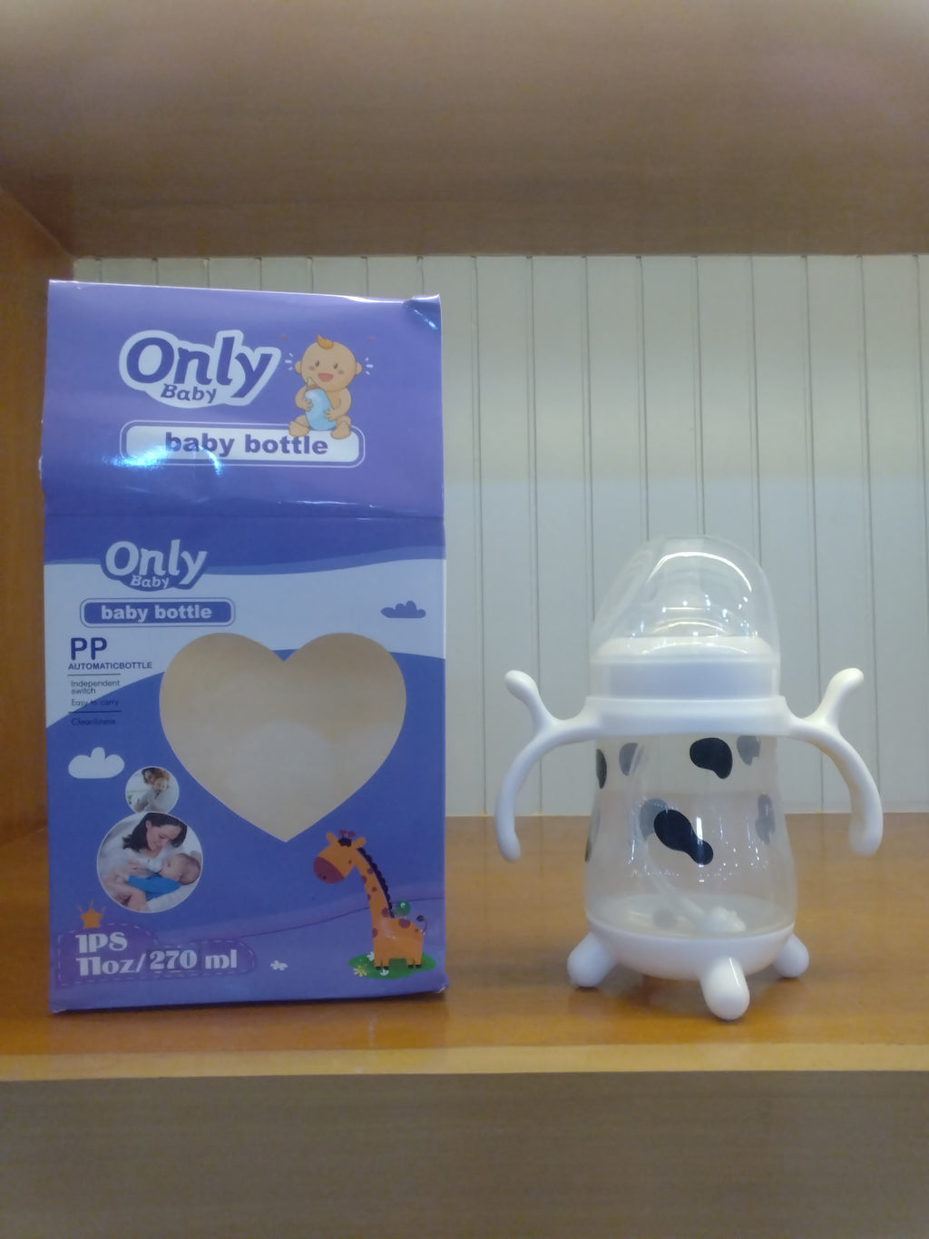 Only Baby PP Feeding Bottle with Handles & Stand – 270ml (11oz) Baby Milk Bottle