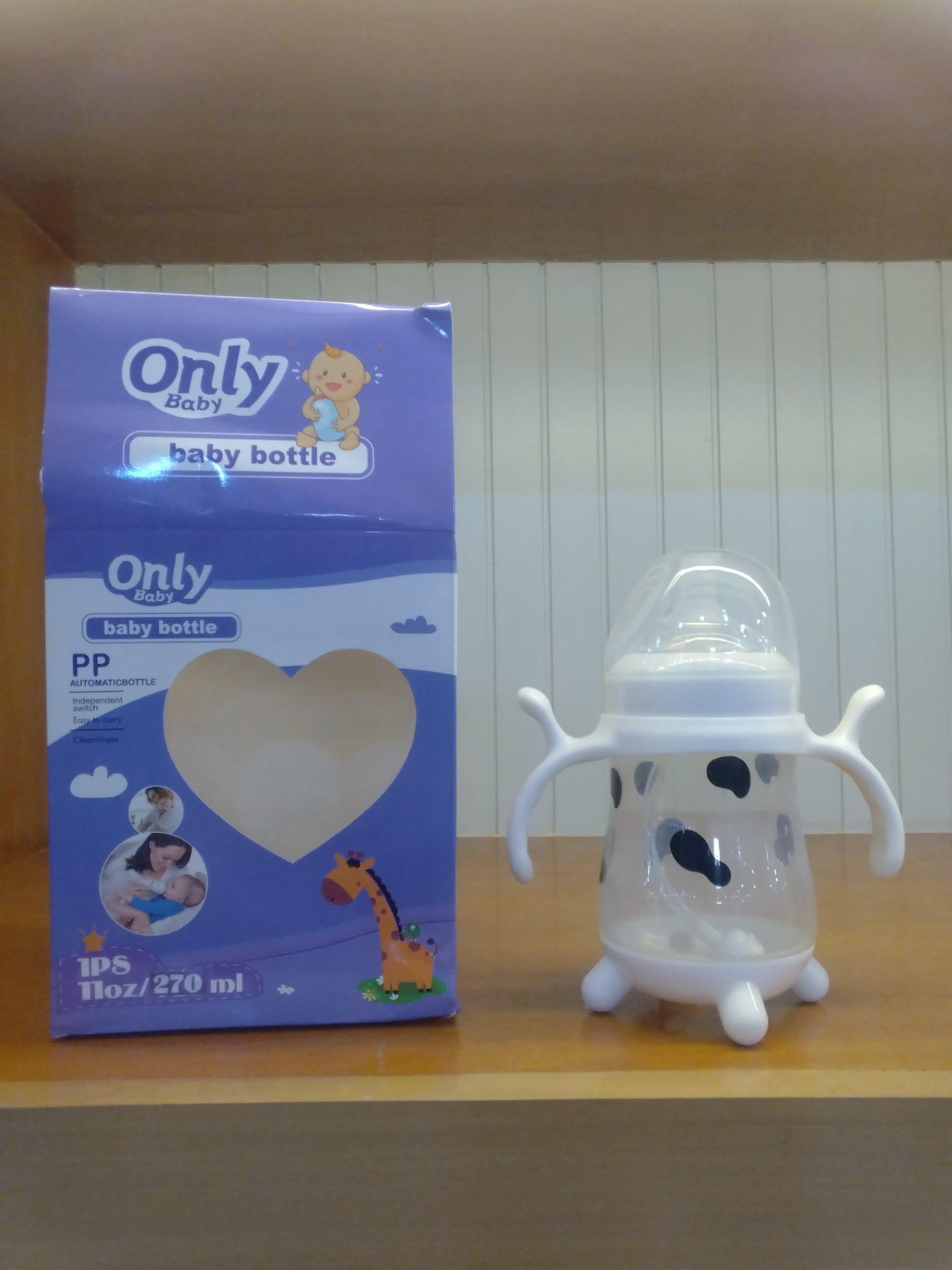 Only Baby PP Feeding Bottle with Handles & Stand – 270ml (11oz) Baby Milk Bottle