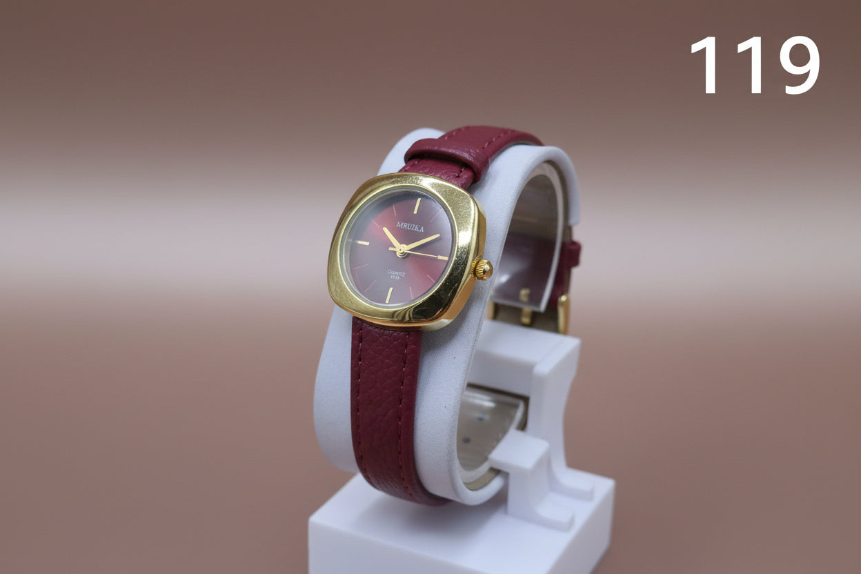 LW 119 MRUIKA Classic Roman Dial Leather Strap Watch