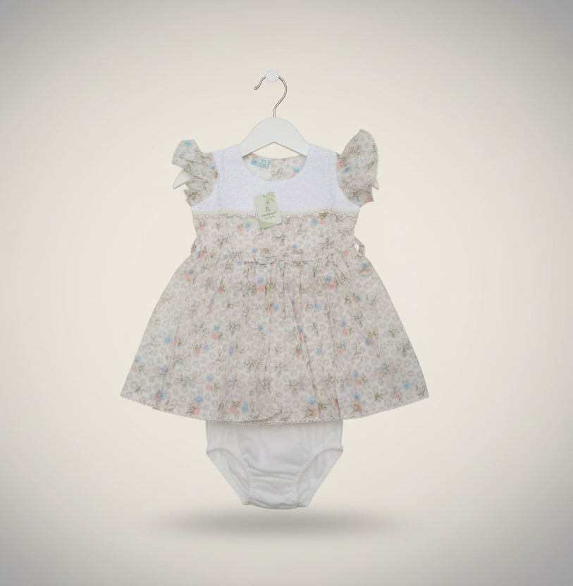 Baby Girls Floral Eyelet Dress with Bloomers Set 208