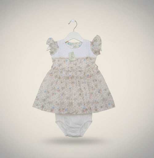 Baby Girls Floral Eyelet Dress with Bloomers Set 208