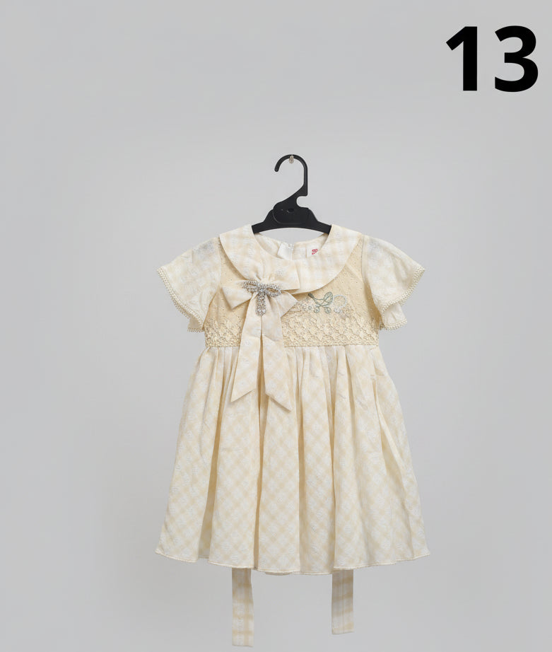 Girls Checked Party Dress with Bow Embellishment & Lace Detailing – Pastel Checks Collection.40