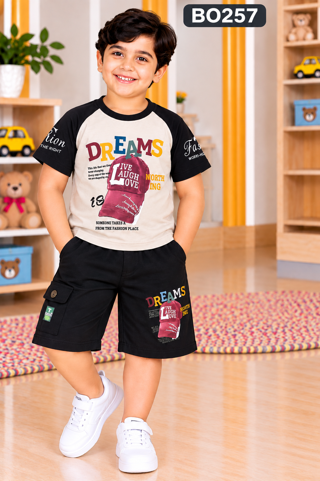 Boys Dreams Raglan T-Shirt & Cargo Shorts Set – BO257