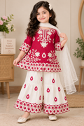 Premium Girls Embroidered Sharara Set with Dupatta-BO168