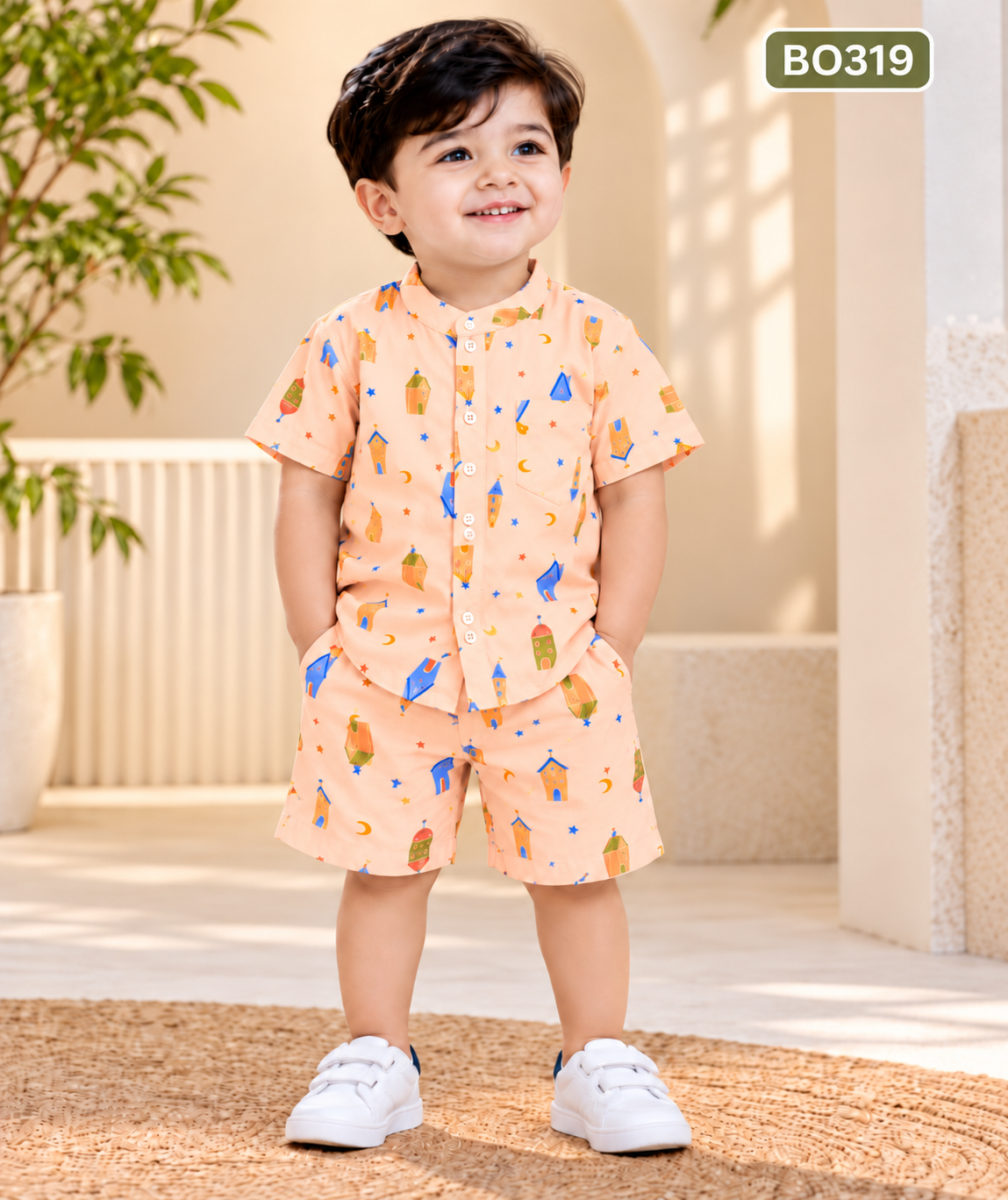 Boys Printed Shirt & Shorts Set- BO319