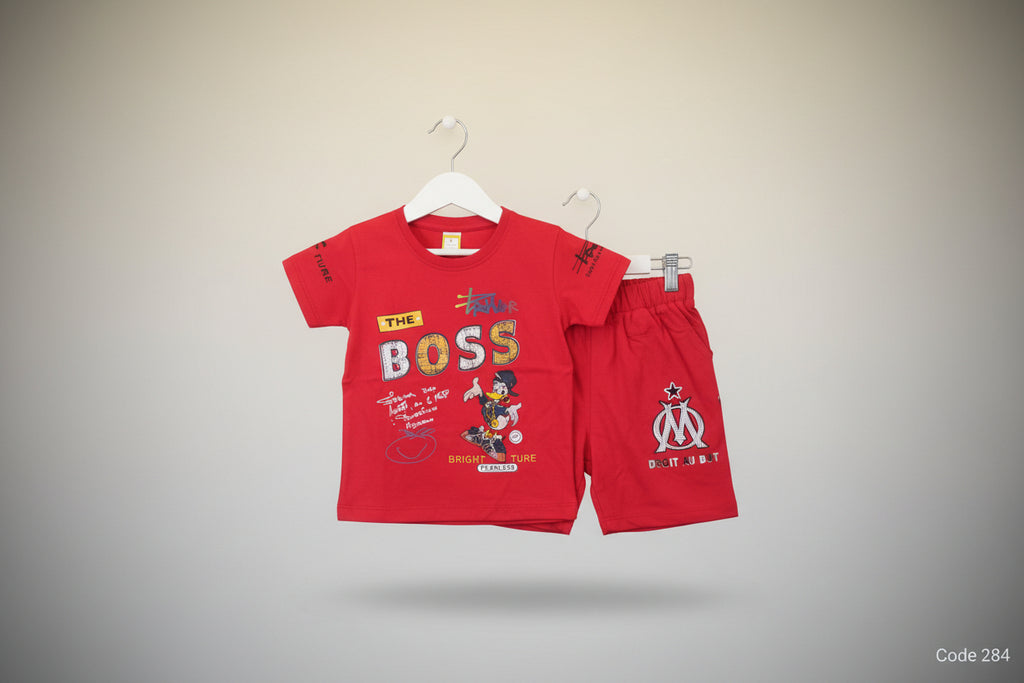 Kids Cartoon Print T-Shirt & Shorts Set 284