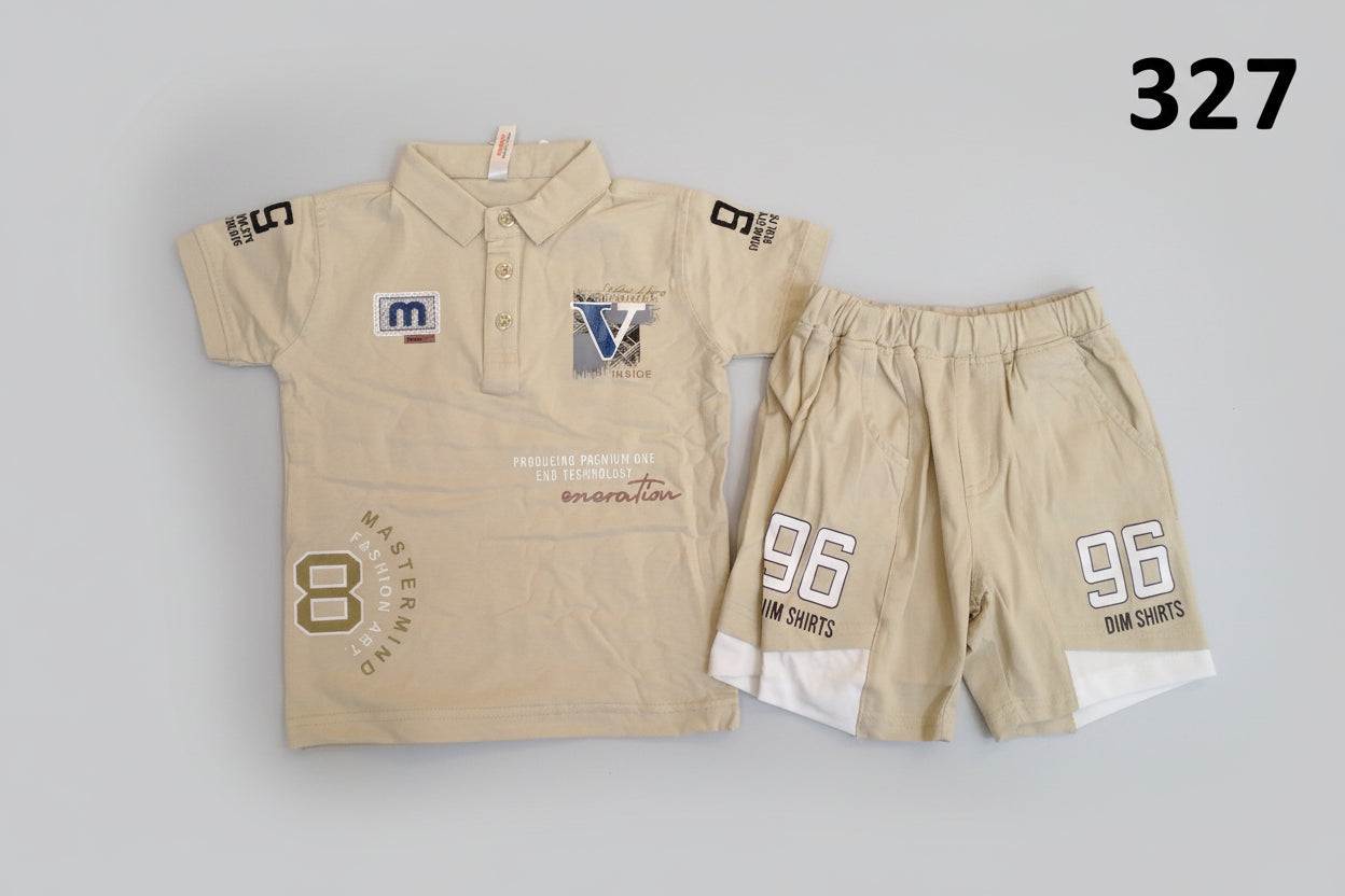 Boys Printed Polo T-Shirt & Shorts Set 327