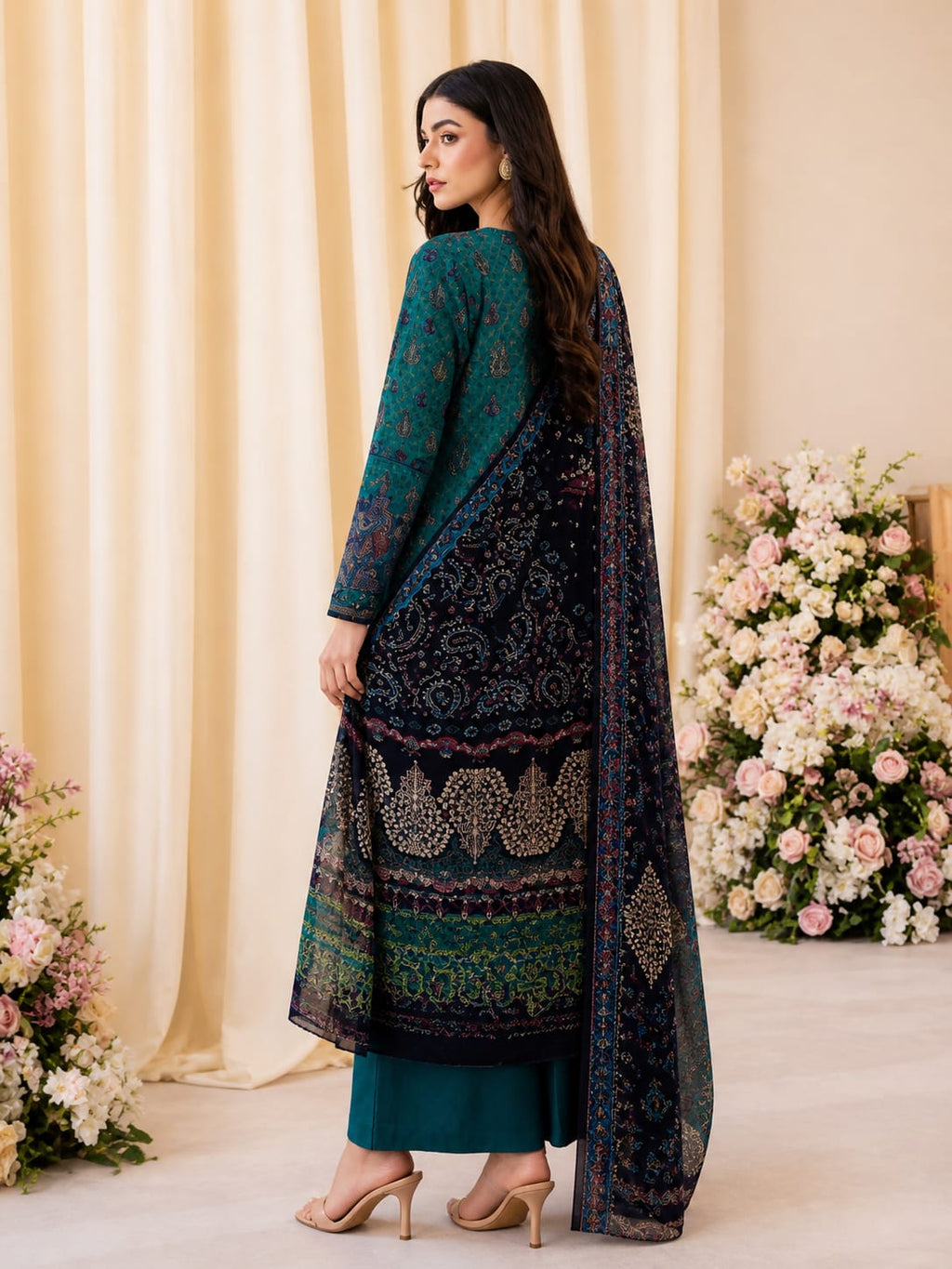 Luxury Digital Printed Lawn Three Piece Set-C248