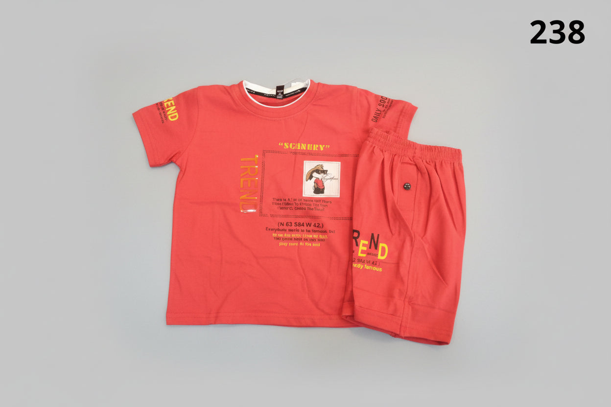 Kids Trendy Graphic T-Shirt & Shorts Co-Ord Set 328