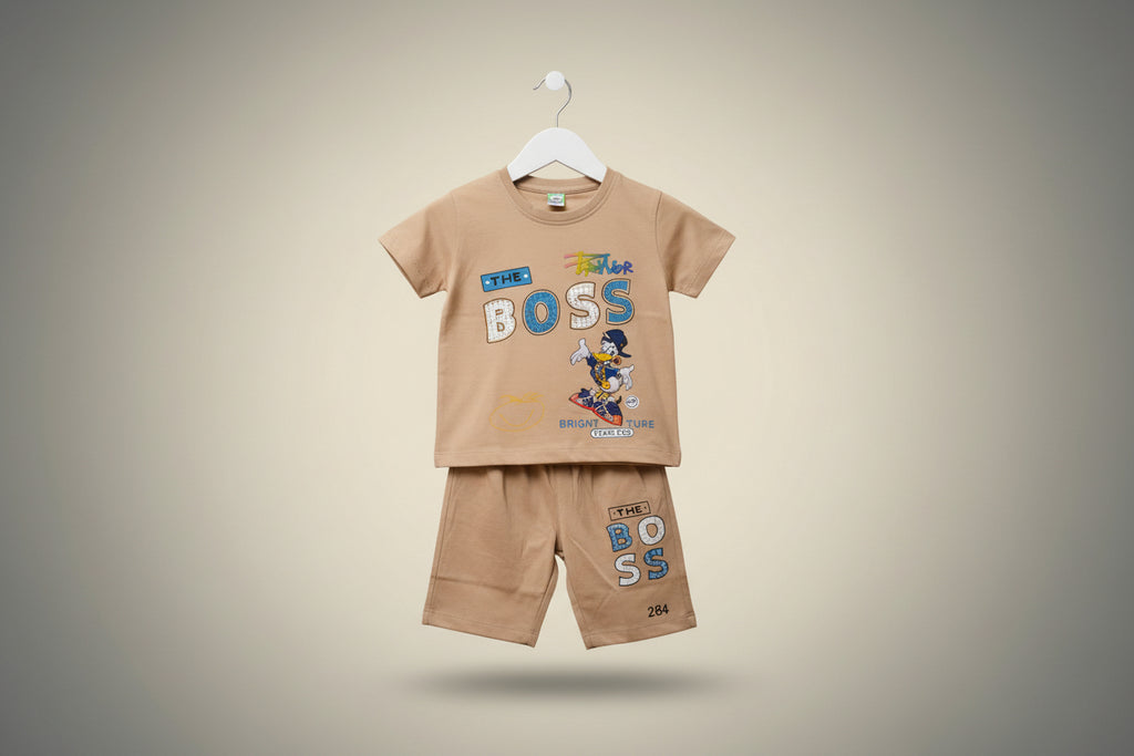 Kids Cartoon Print T-Shirt & Shorts Set 284