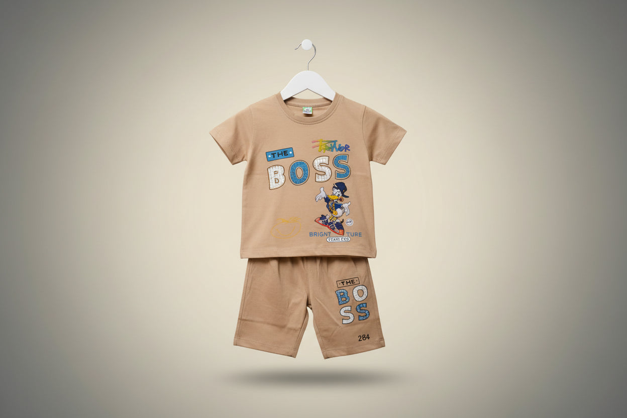 Kids Cartoon Print T-Shirt & Shorts Set 284