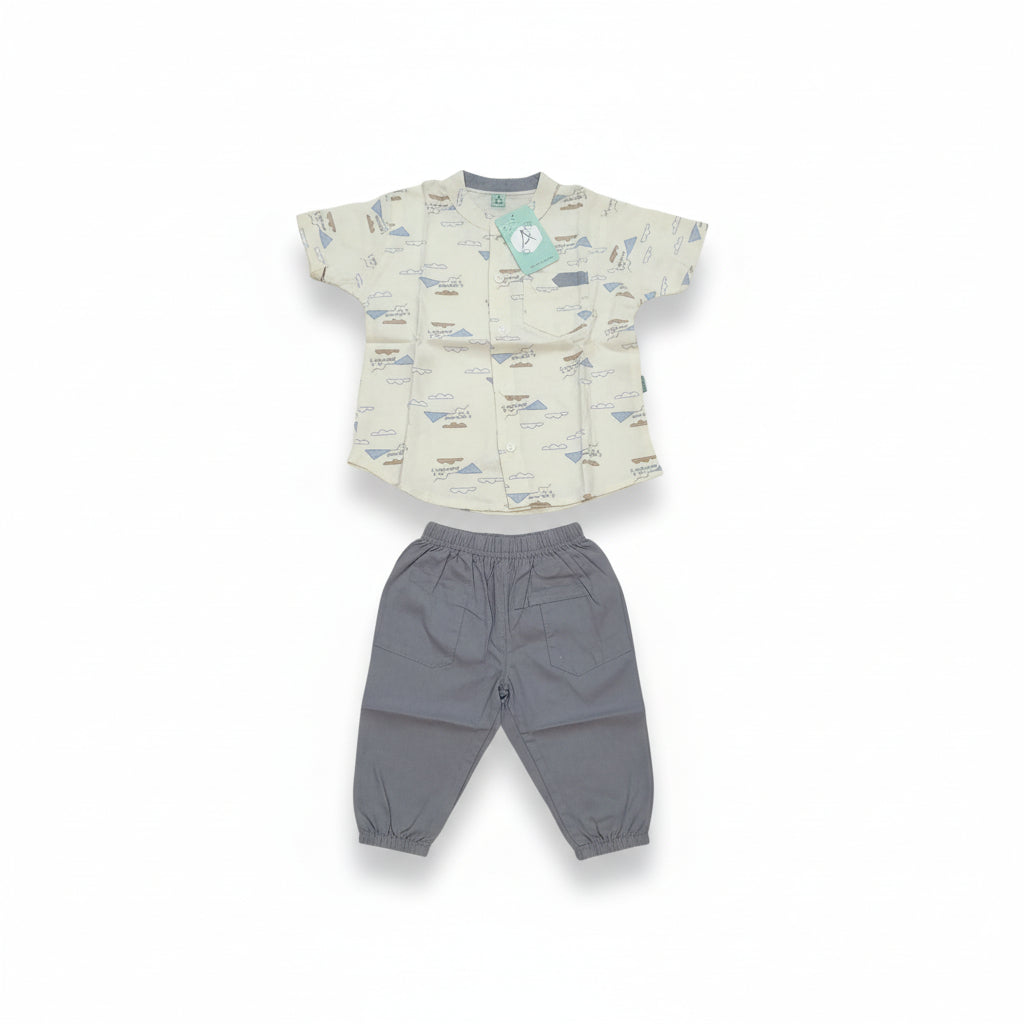 Baby Boys Printed Shirt  Pant Set 180