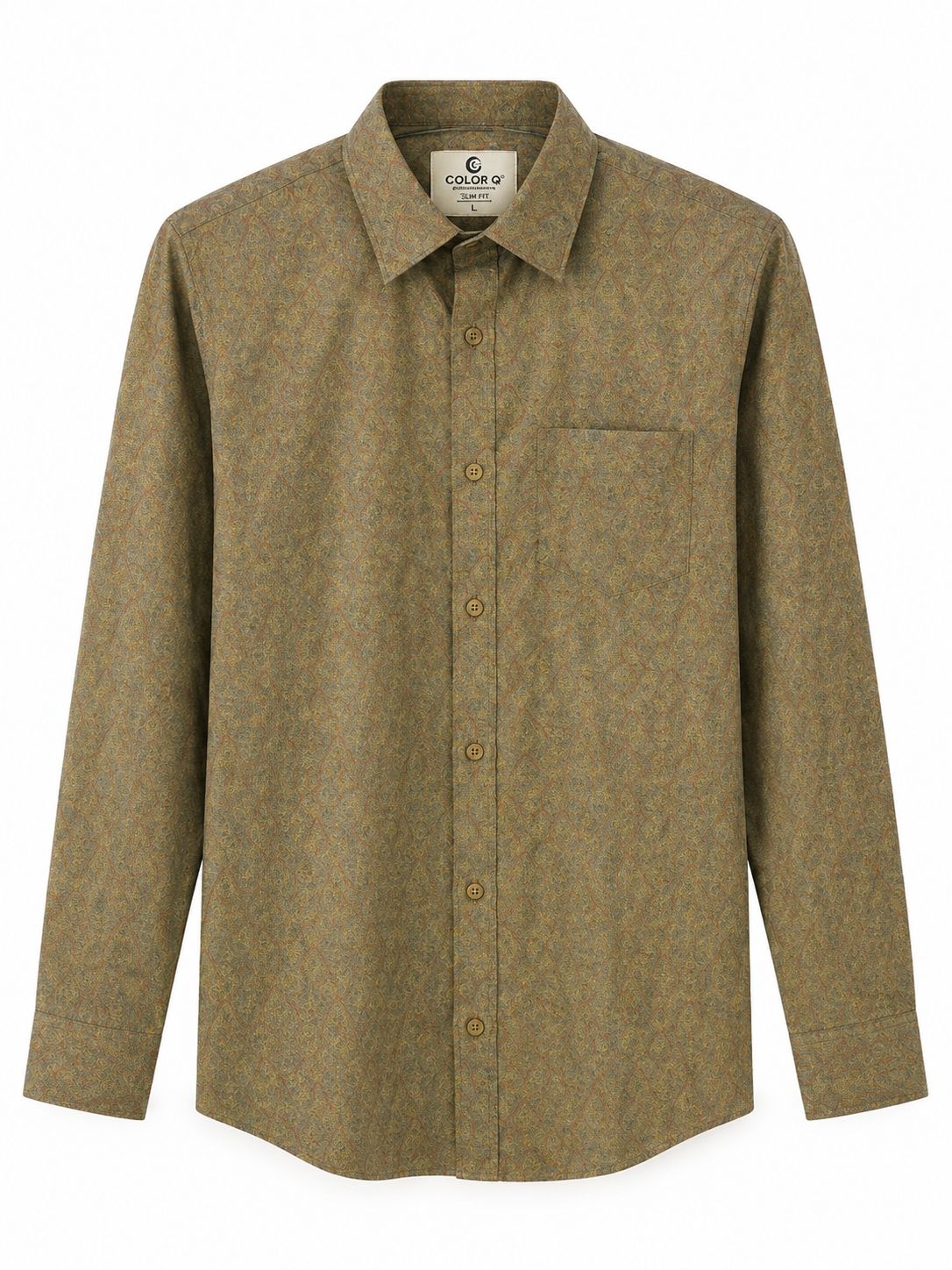 Premium Geometric Printed Long  Polo Shirt 464