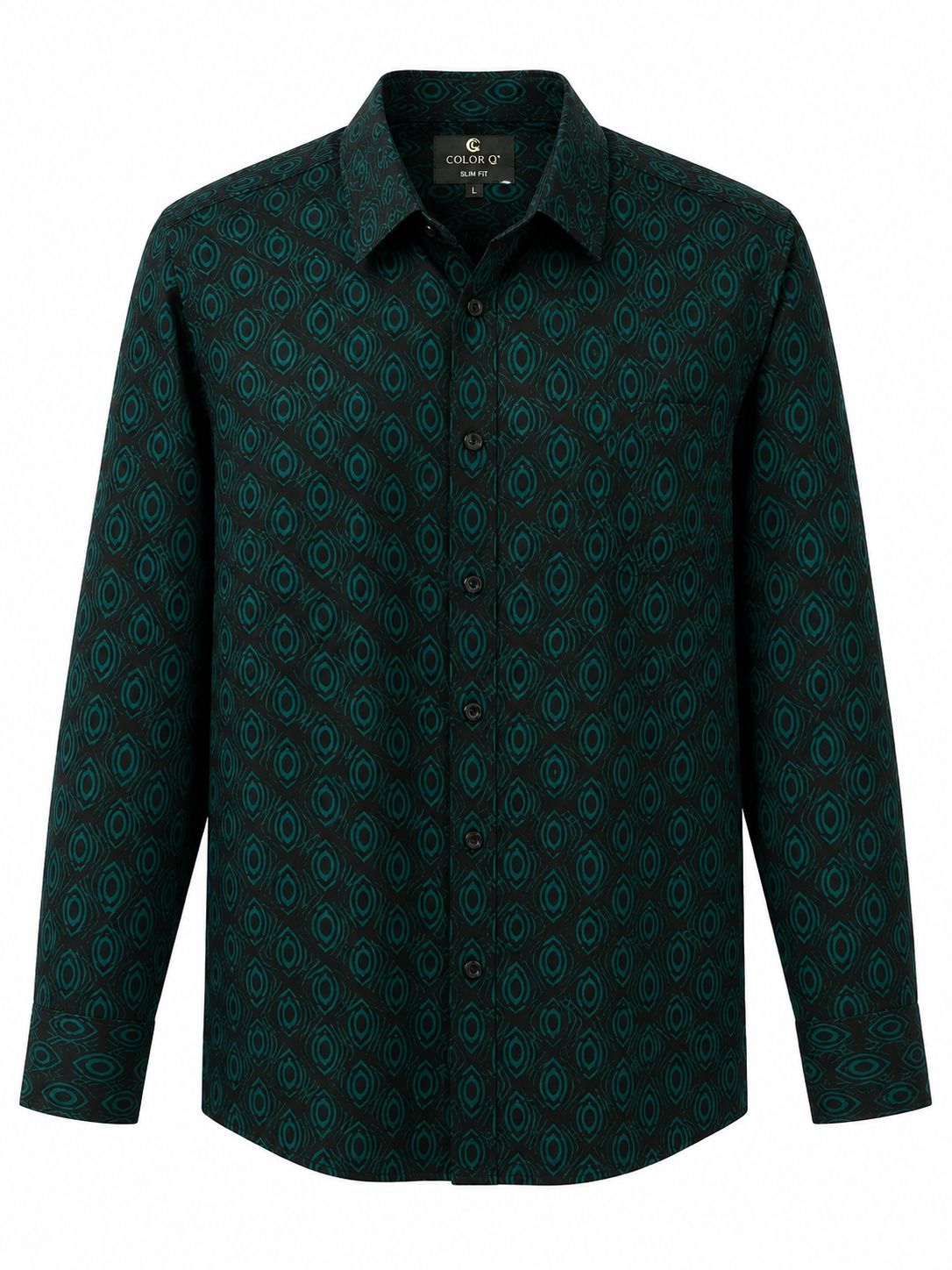 Premium Geometric Printed Long  Polo Shirt 465