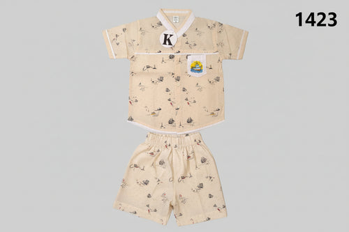 Baby Boys Boat Print Shirt & Shorts Set-C56