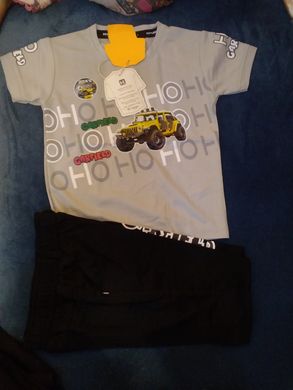 Boys “Garfield Jeep Adventure” Summer T-Shirt & Pant Set 246